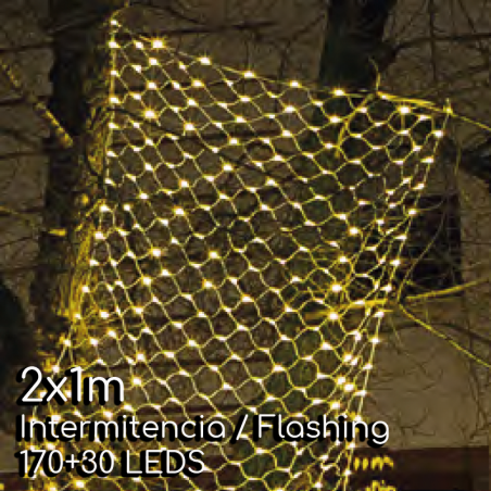 LED connectable net lights 2X1m black cable with 200 flashing LEDs IP65 suitable for outdoor