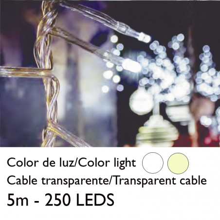 Guirnalda 5m y 250 LEDs cable transparente para interior