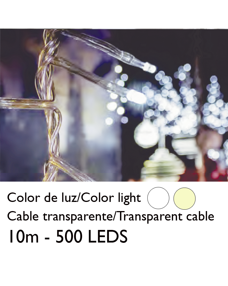String light 10m and 500 LEDs transparent cable for indoor