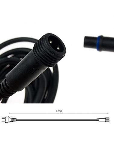 Power cable 150cms black 230V for string lights
