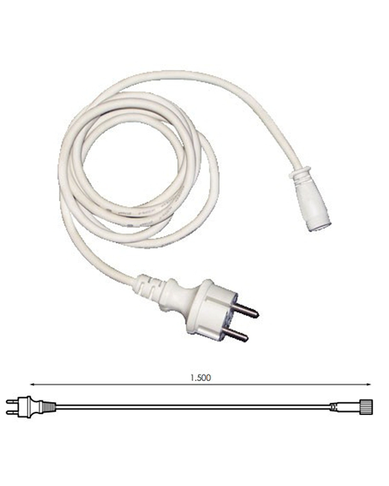 Cable alimentación 150cms blanco 230V para guirnaldas (sin rectificador led)