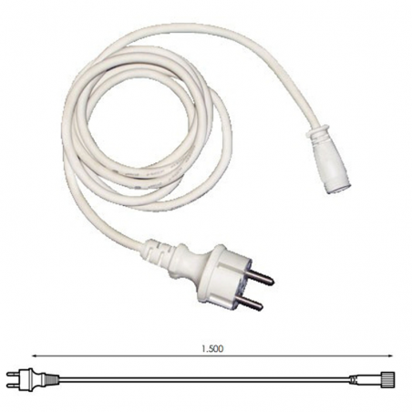 Cable alimentación 150cms blanco 230V para guirnaldas (sin rectificador led)