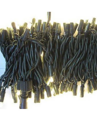 Connectable string light 10m and 100 LEDs warm white clear capsule white or green cable IP65