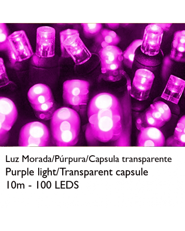 Connectable LED string light 10m and 100 LEDs purple color light capsule and IP65 outdoor protection