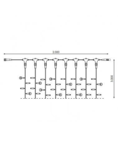 LED curtain 2x3m transparent cable splicable with 600 flashing LEDs for indoor