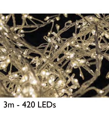 String lights 3m and 420 warm white microleds transparent cable for indoor use