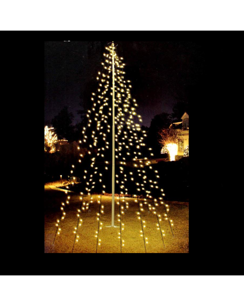 Cortina de luces LED especial para árboles color de luz blanca cálida, cable negro. Mide 5 metros ancho por 2,08 metros de al