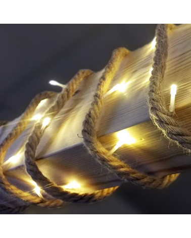 Jute rope with warm white LED lights for interior 12.9 m 100 leds