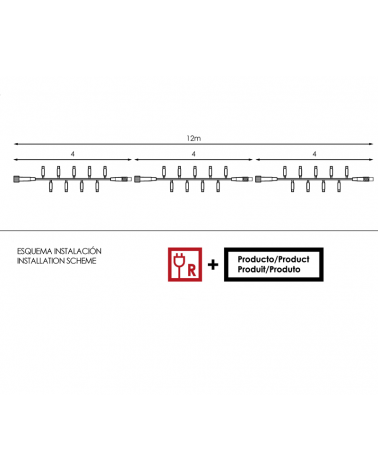 Connectable string light 12m and 180 warm white LEDs clear capsule connectable IP65 for outdoor use