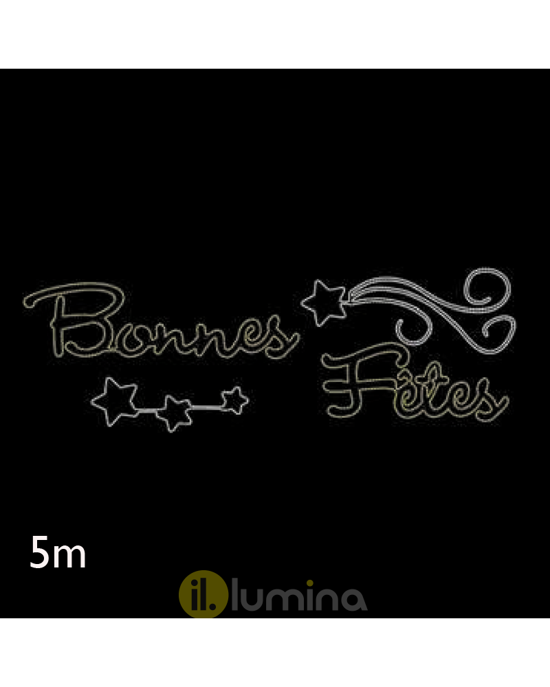 Sign BONNES FÊTES with LED comet cool white and warm white light of 5 meters IP65 165W