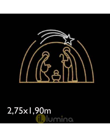 LED Christmas figure silhouette Portal of Bethlehem 2.75x1.90 meters suitable for outdoor