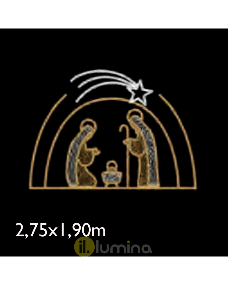 Figura Navideña Portal de Belén con relleno de luces 2,75x1,90 metros apto para exteriores