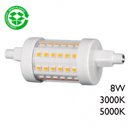 Lámpara lineal 78 mm. LED 8W R7S 360º 1000 Lm