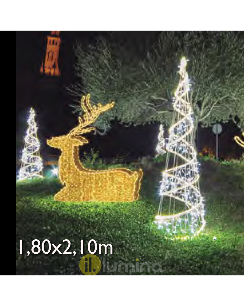 Christmas figure Reindeer sitting 3D LED and luminous tapestry 1.80x2.10 meters IP65 low voltage 24V