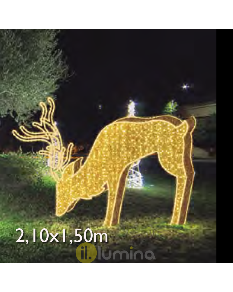 Christmas figure Reindeer grazing 3D LED and luminous tapestry 2.10x1.50 meters IP65 low voltage 24V