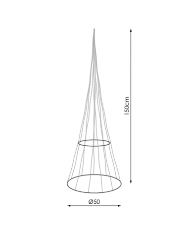 1.50m Loop cone illuminated by white LEDs with flash effect, luminous tube and decorated with tapestry