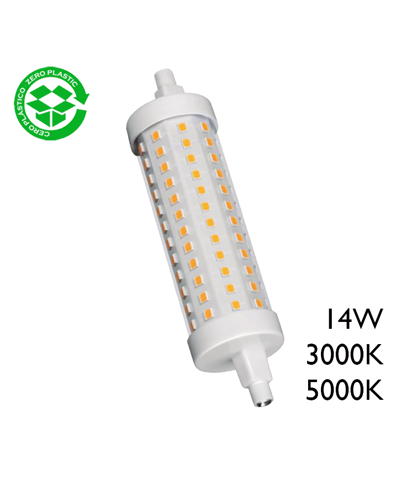 118 mm linear lamp. LED 14W R7S J118 360º 1500 Lm