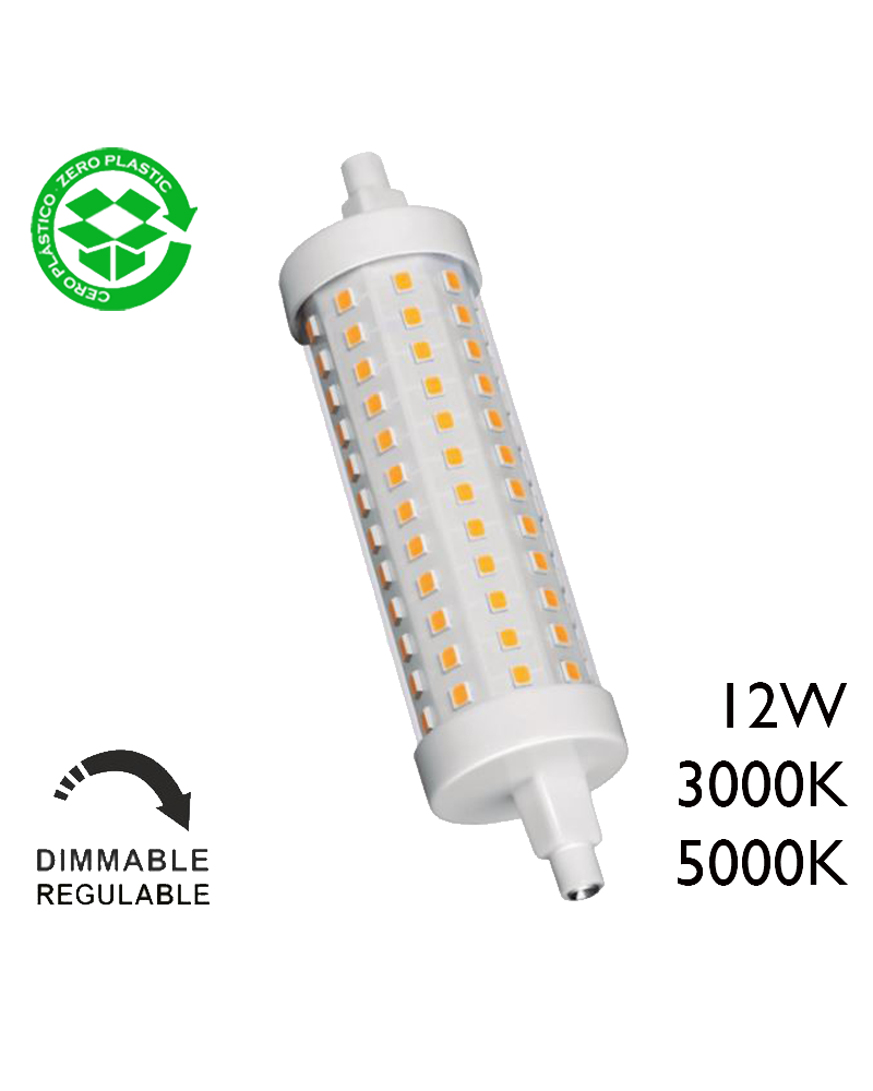 Lámpara lineal Regulable 118 mm. LED 12W R7S 360º 1500 Lm