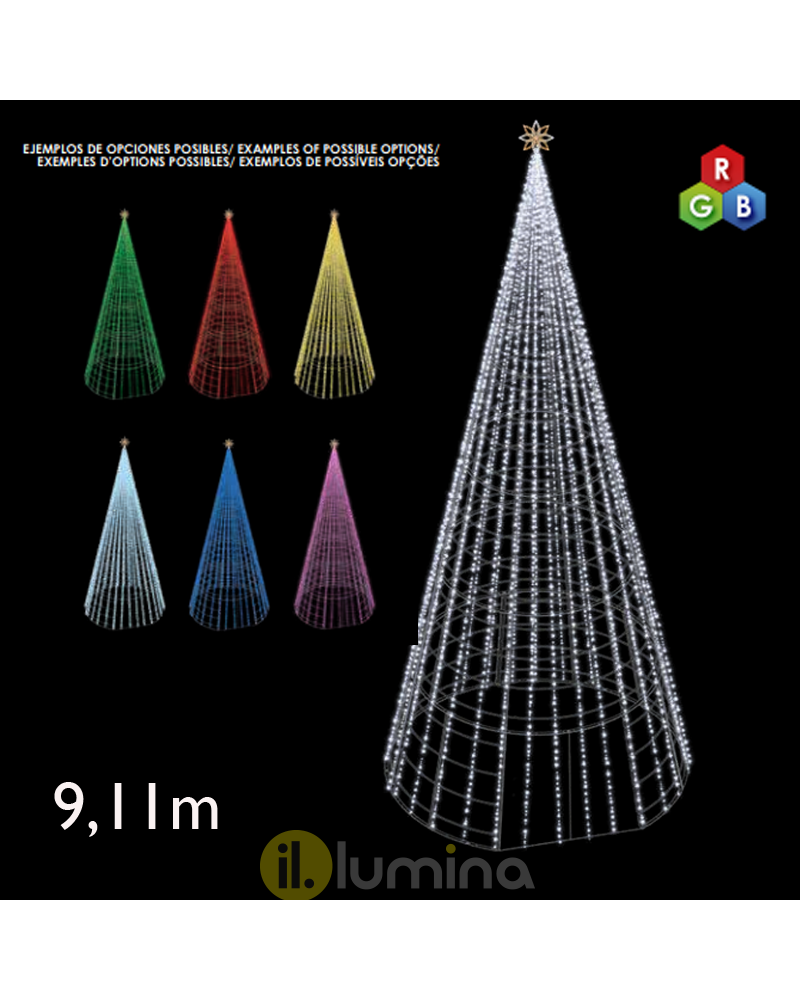 Giant Cone LED 9.11 meters with red, green and blue LEDs 230V 405W