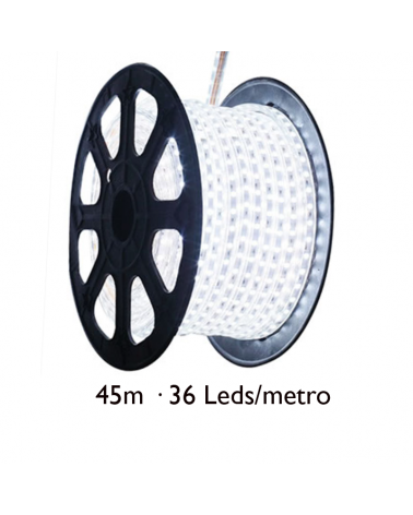 Bobina 45m hilo LED blanco, cable transparente, 1620 leds IP65 230V
