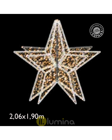 Estrella gigante 3D LED luz blanca fría intermitencia luz cálida 2,06 metros IP65 230V 186W