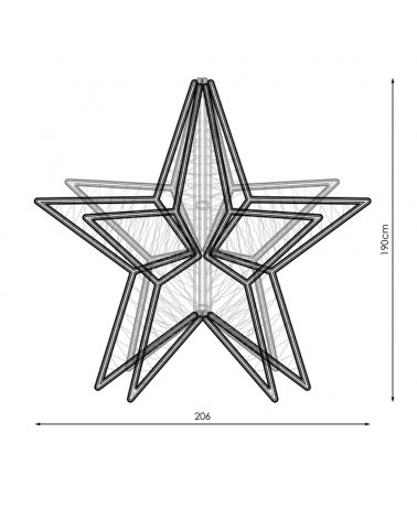 Estrella gigante 3D LED luz blanca fría intermitencia luz cálida 2,06 metros IP65 230V 186W