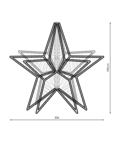 Giant Star 3D LED Warm White Light Flashing cool White Light 2.06 Meters IP65 230V 186W