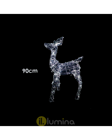 LED Christmas reindeer figure "Reno LED 3D" with 120 leds cool white light 90 cm IP44 low voltage 31V