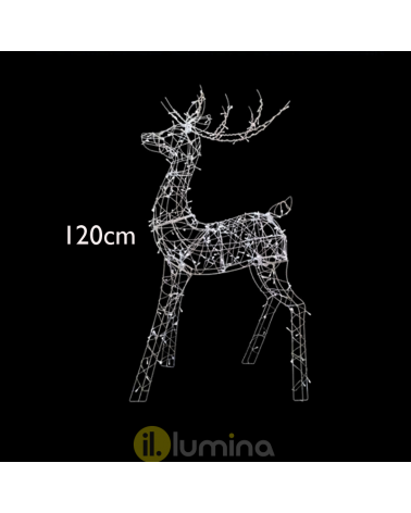 Figura Navideña Reno LED 3D con 240 leds luz blanca fría 120 cm IP44 baja tensión 31V