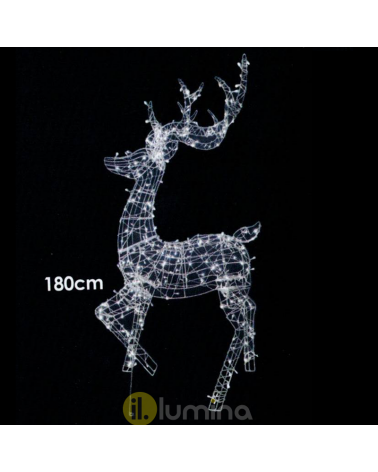 Figura Navideña Reno LED 3D con 360 leds luz blanca fría 180 cm IP44  baja tensión 31V