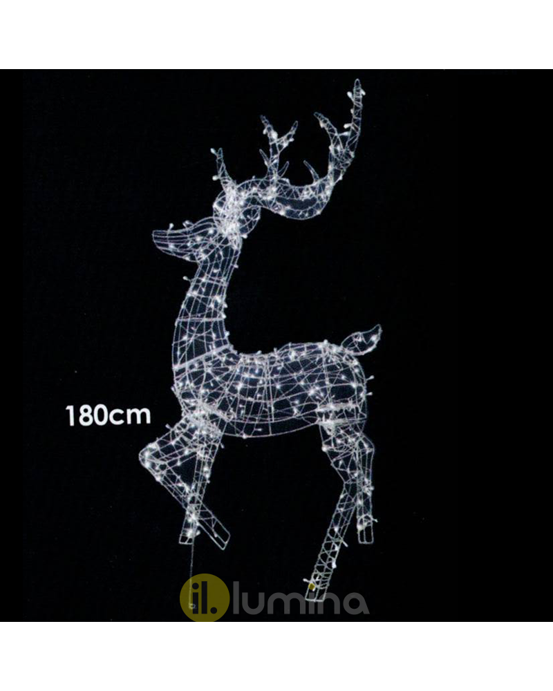 3D LED Christmas reindeer figure "Reno LED 3D" with 360 leds cool white light 180 cm IP44 low voltage 31V