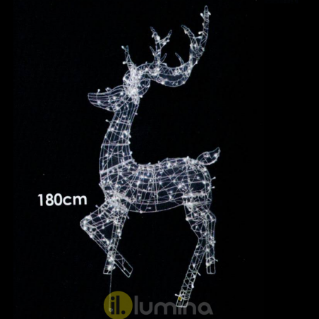 Figura Navideña Reno LED 3D con 360 leds luz blanca fría 180 cm IP44  baja tensión 31V
