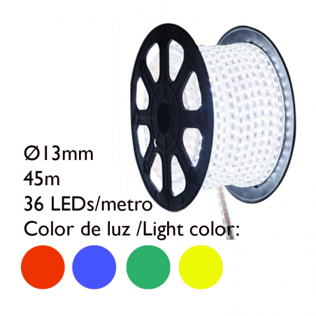 Flexi light 45m colored LED thread transparent tube, 1620 leds IP65 230V