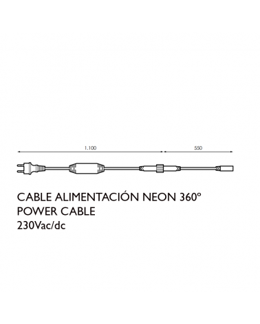 Cable de alimentación blanco para tubo de Neon 360º
