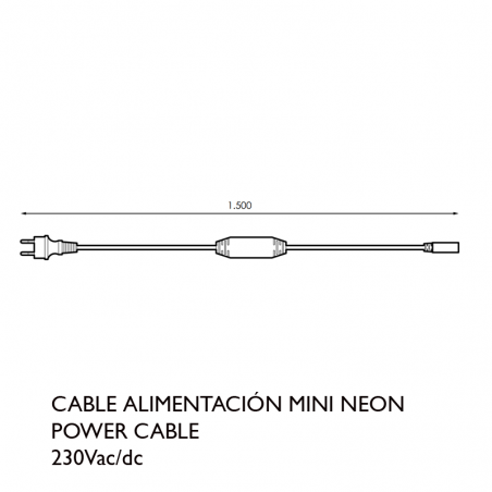Cable de alimentación blanco para tubo Mini Neon
