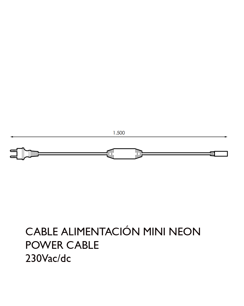 White power cable for Mini Neon Slim LED tube