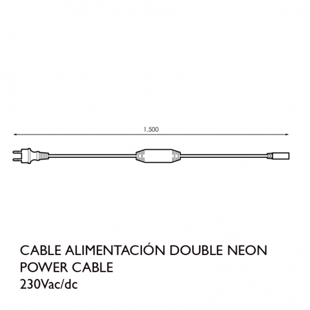 Cable de alimentación blanco para tubo doble Neon