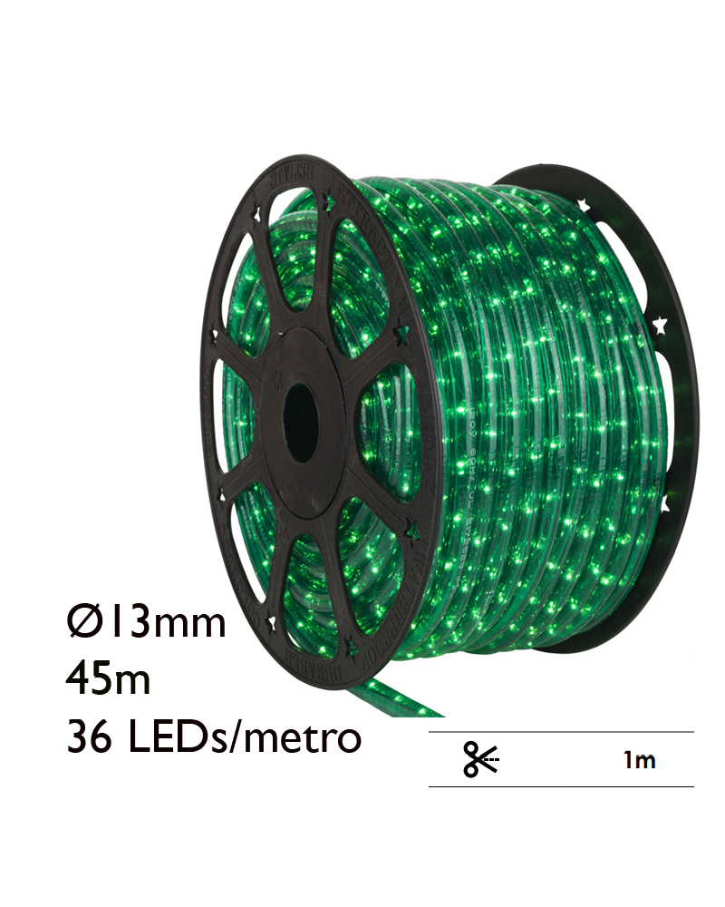 Bobina 45m hilo LED, 36 leds x metro 1620 leds IP67 230V