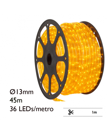 Bobina 45m hilo LED, 36 leds x metro 1620 leds IP67 230V
