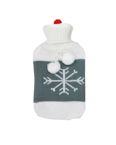 Hot water bottle 2 liters Snowflake print wool