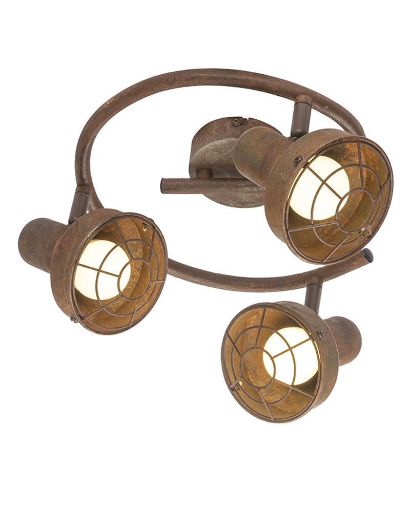 Rustic ceiling lamp 25cm with 3 adjustable spotlights in metal oxide brown 3x E14 max. 45W