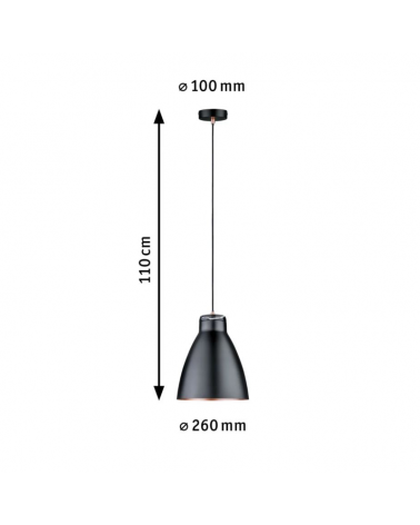Ceiling lamp 26cm 20W E27 metal and marble in black and matt copper finish
