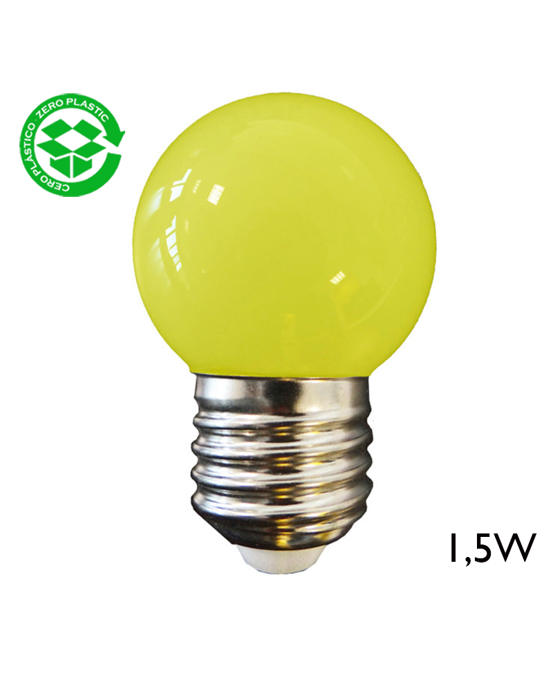 Bombilla Esférica 43 mm Color Amarilla LED E27 1,5W