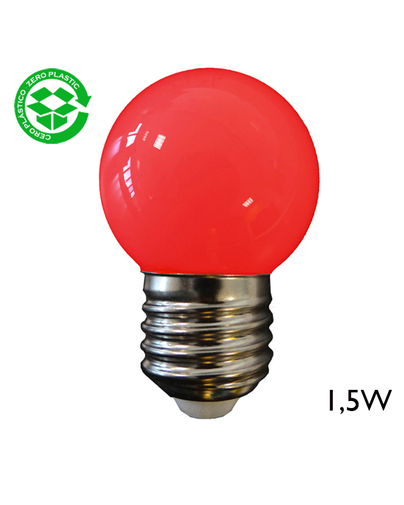 Bombilla Esférica 43 mm Color Roja LED E27 1,5W