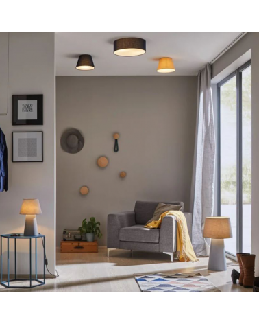 Ceiling lamp 25cm 20W E14 with fabric blue lampshade