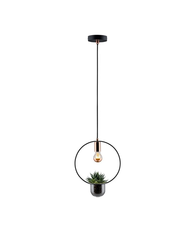 Black Metal and Copper Indoor Plant Ceiling Lamp max. 1x20W E27