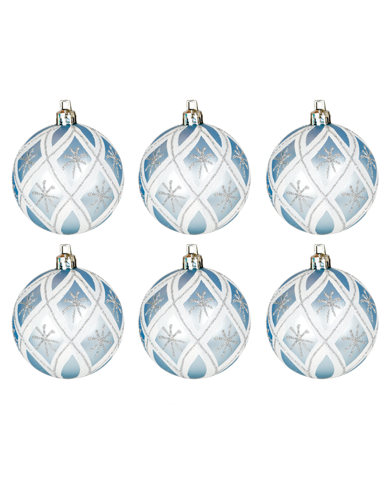 Blister 6 Christmas balls decorated silver color ø6cm