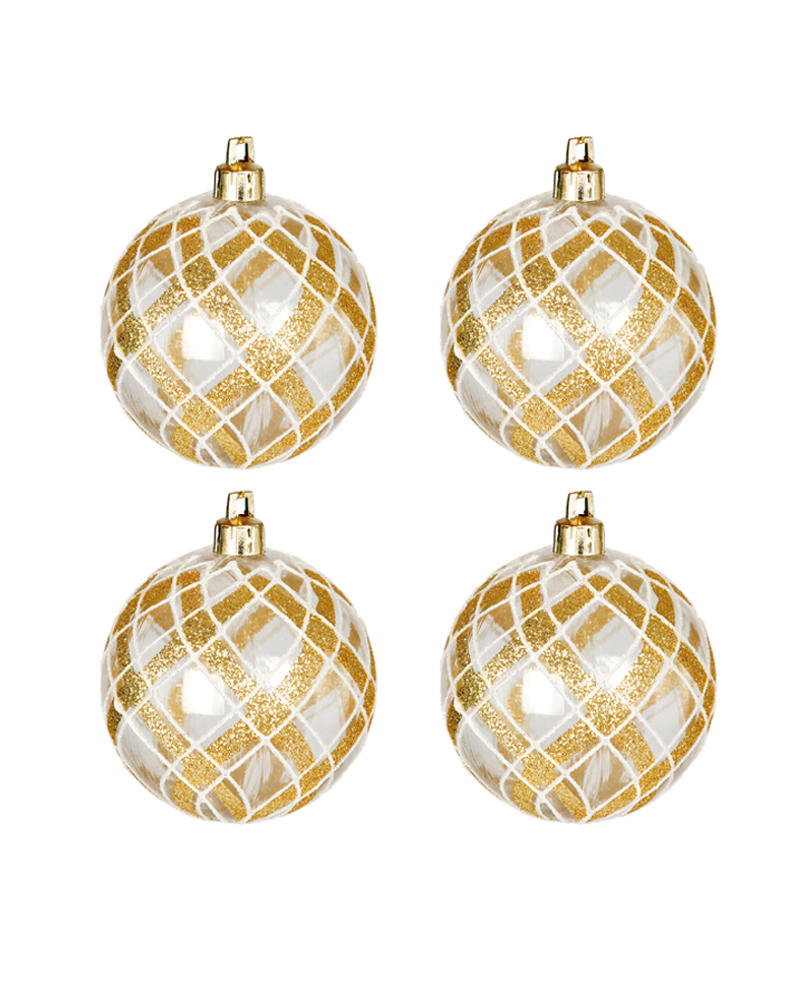 Blister 4 transparent golden Christmas balls ø7cm