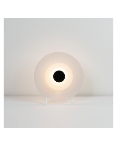Design table lamp white glass double concentric black center LED 9.6 W 2700K 893Lm
