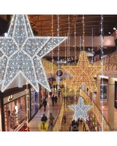 Giant Star 3D LED Warm White Light Flashing cool White Light 2.06 Meters IP65 230V 186W